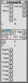 Autopage palette in QuarkXPress