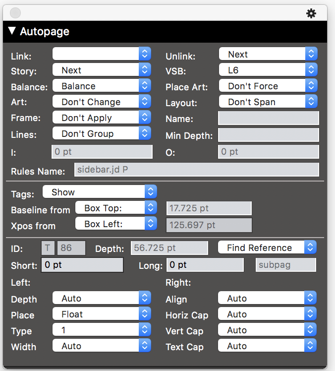 Autopage Palette